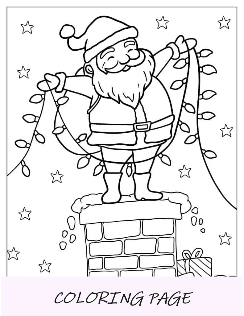 Imagen para colorear de Feliz Navidad de Papá Noel con temática kawaii