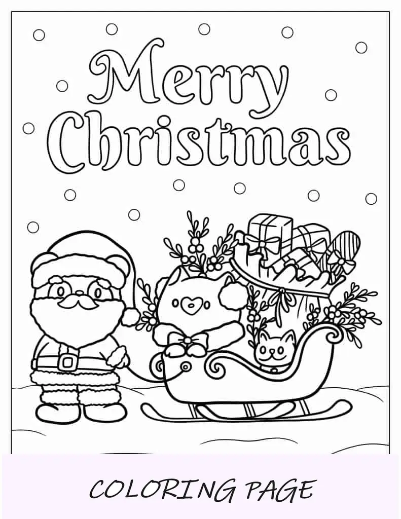 Papá Noel con temática kawaii con bastones de caramelo para colorear