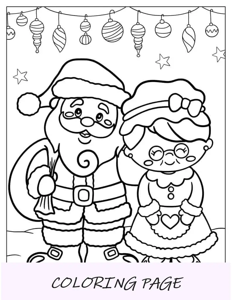 Página para colorear de Papá Noel a la antigua usanza