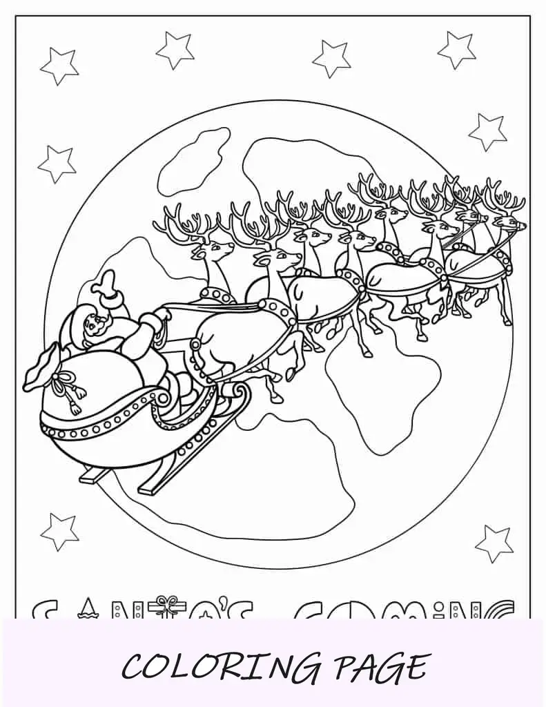 Hoja para colorear de corona de Navidad de Papá Noel