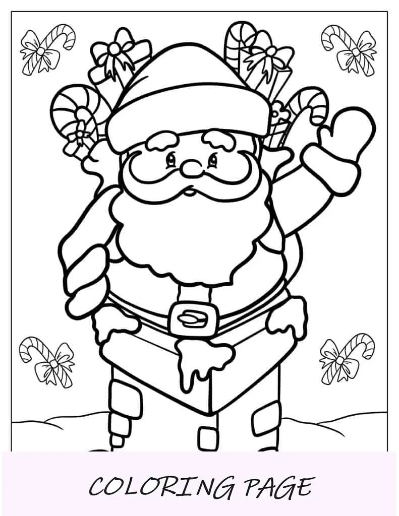 Cara de Papá Noel con gran barba y sombrero para colorear