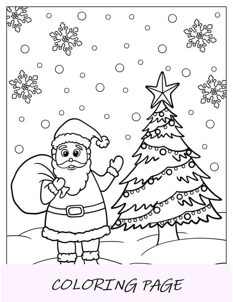 Papá Noel en su trineo con Rudolph para colorear