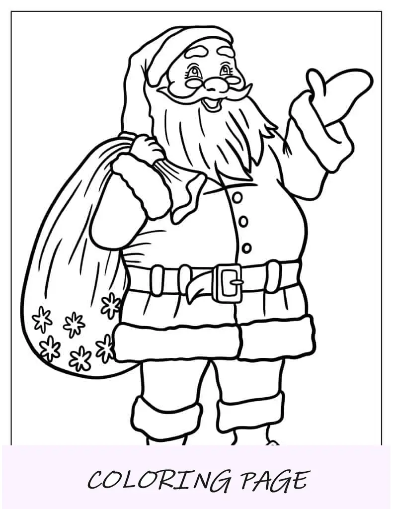 Papá Noel con Rudolph y muñeco de nieve para colorear