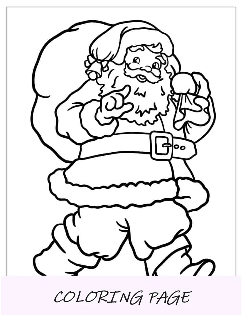 Página para colorear de regalos de entrega de Papá Noel