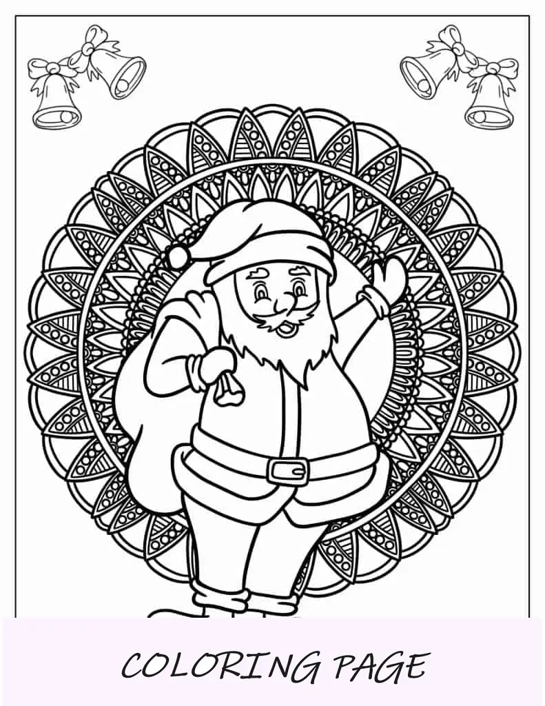 Hoja para colorear de muñeco de nieve y Papá Noel para niños