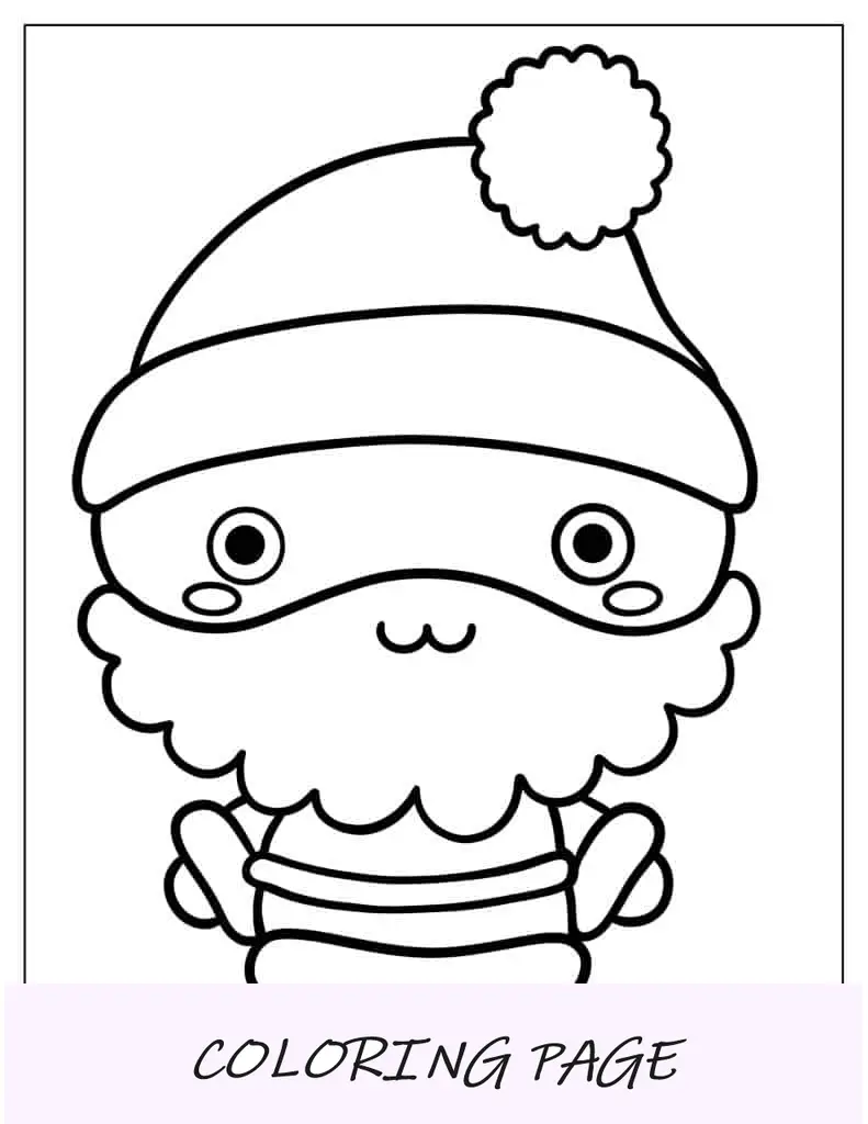Hoja para colorear con cara de Papá Noel con temática vintage