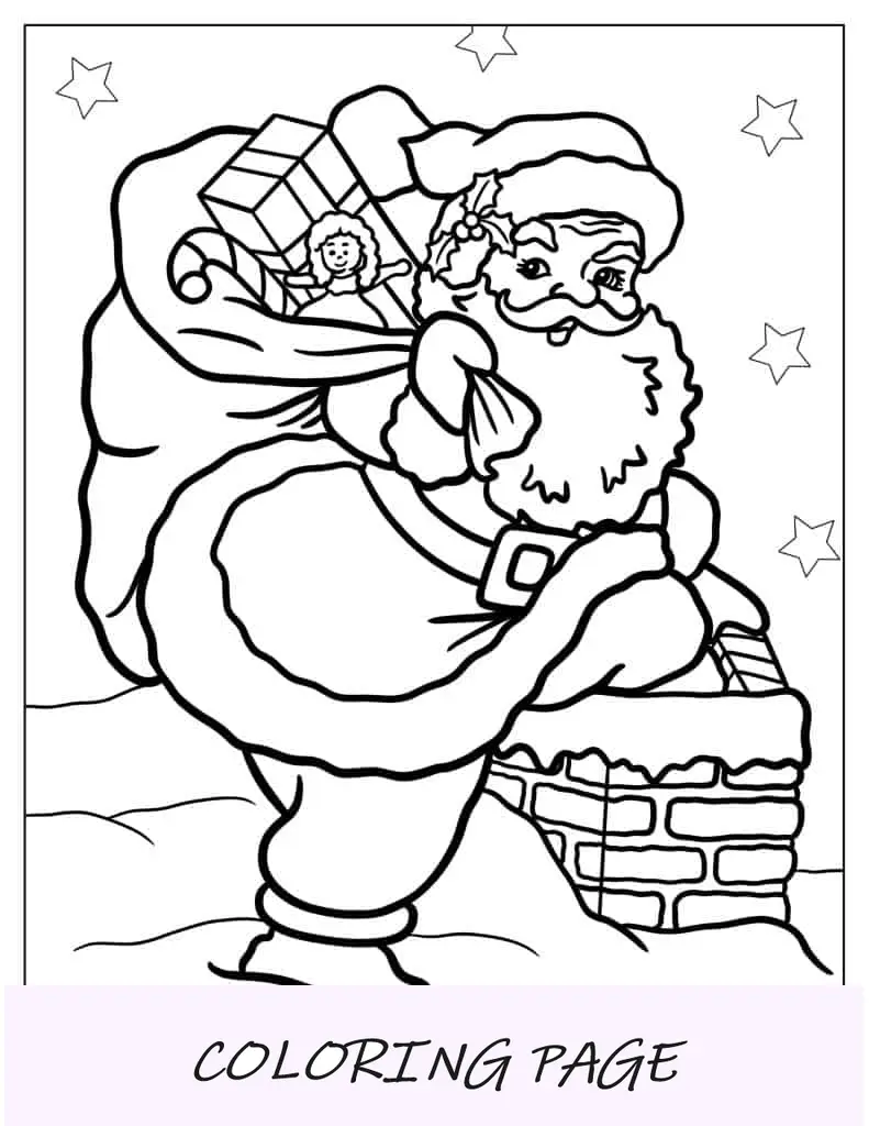 Lindo Santa leyendo su lista traviesa o agradable