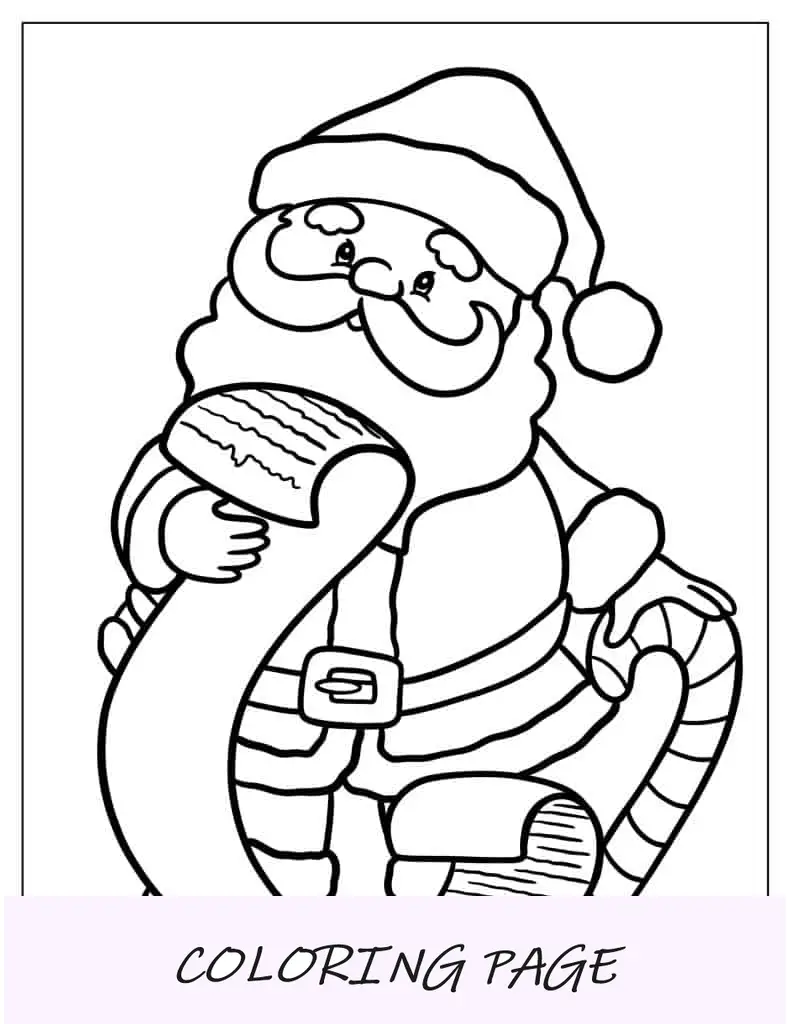Lindo Papá Noel balanceándose sobre luces para colorear