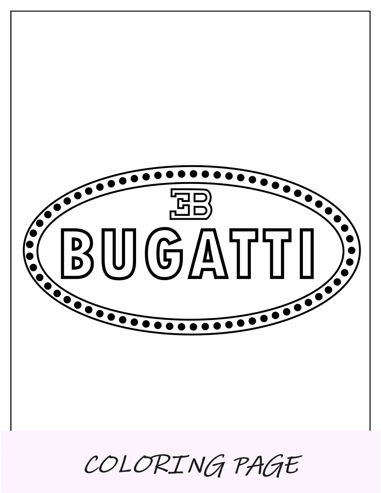 Logotipo da página para colorir da Bugatti
