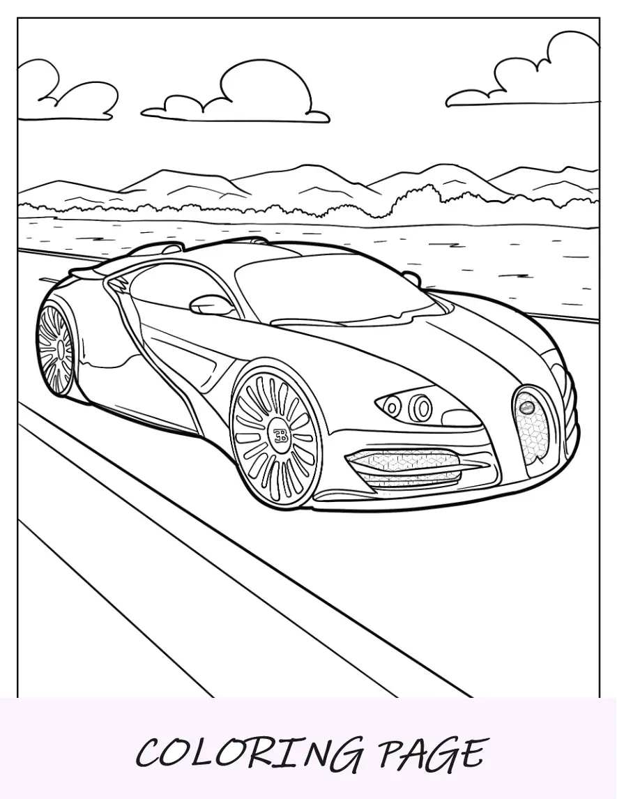 Bugatti Coloring Page EB Concept na estrada