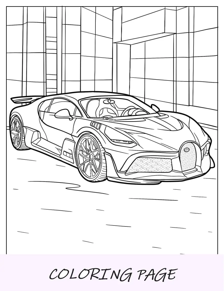 Página para colorir Bugatti realista Divo