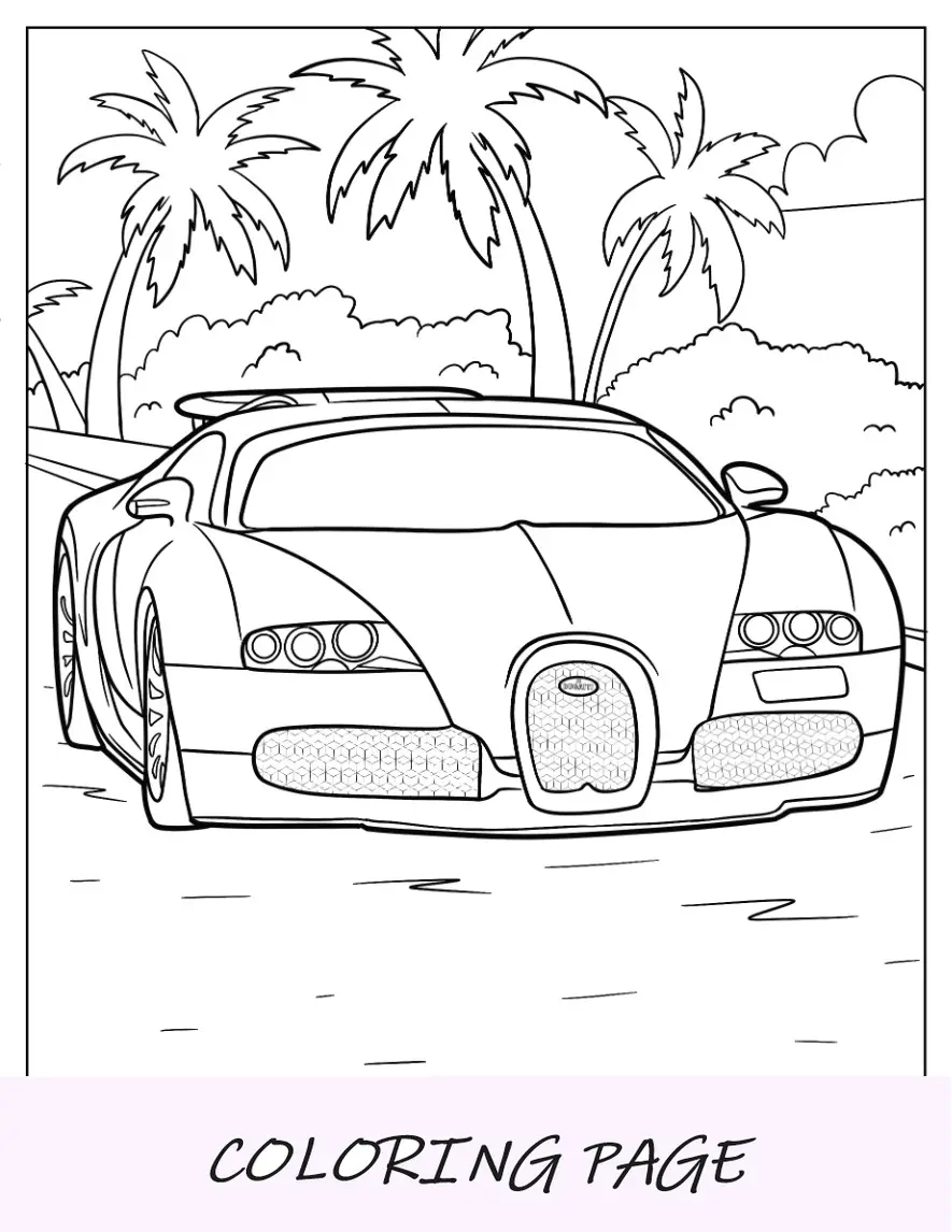 Página para colorir Bugatti simples Página para colorir Veyron