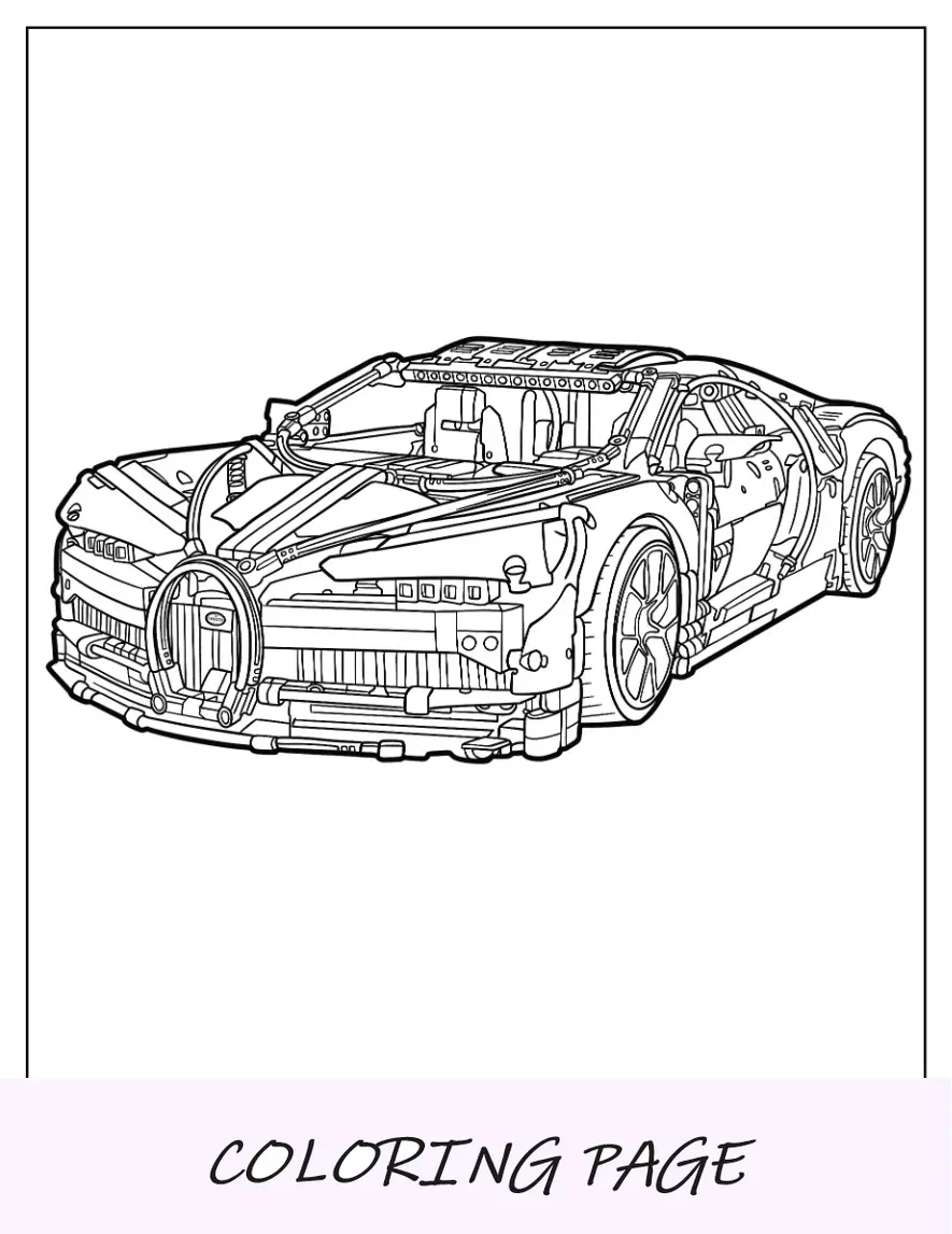 Página para colorir LEGO 42083 Technic Bugatti Chiron