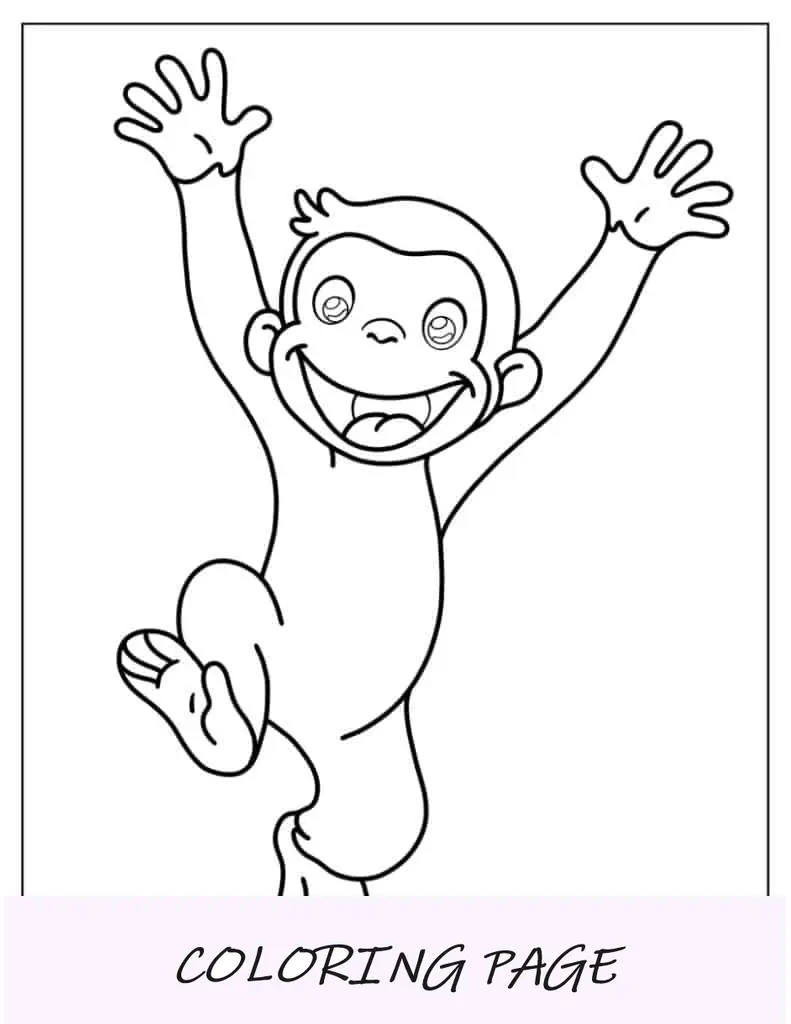 Esboço simples do curioso George para crianças em idade pré-escolar