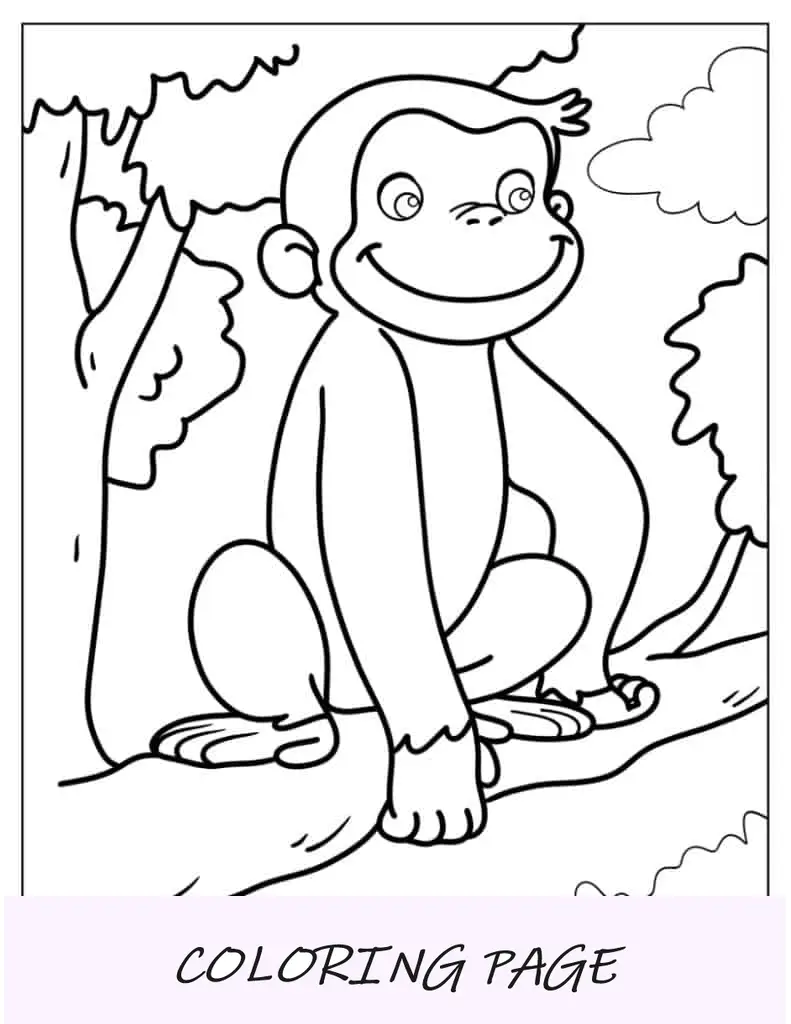 Curioso George sentado em uma árvore