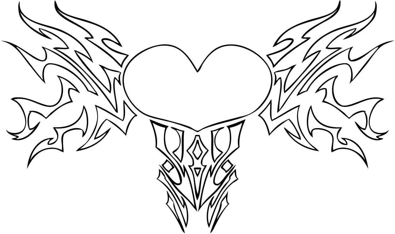 Tattoo Heart Coloring Page
