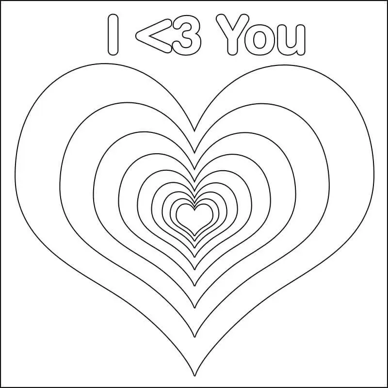I Heart You Coloring Page