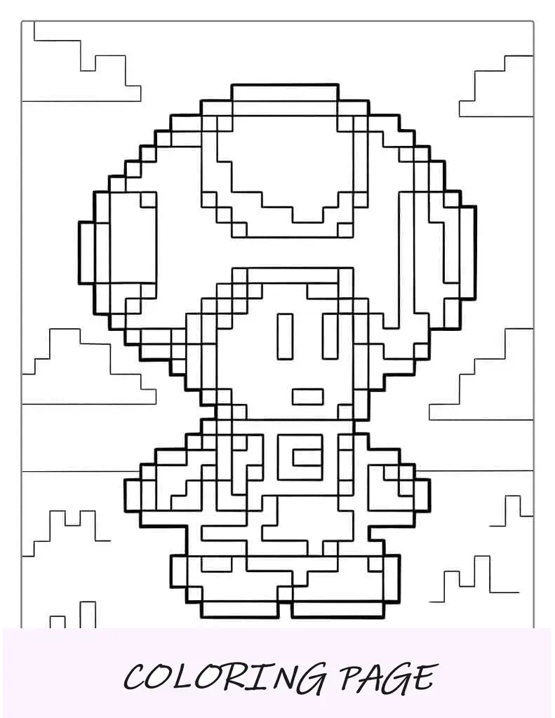 Página para colorir de arte retro pixel sapo