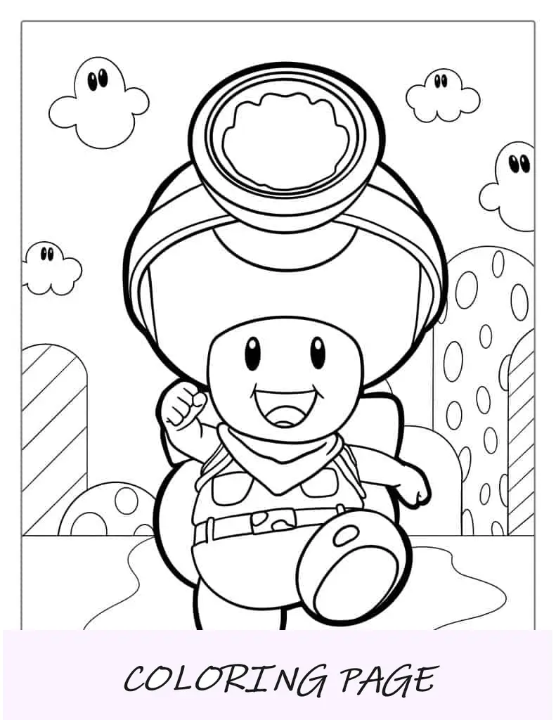Folha para colorir fofo capitão sapo
