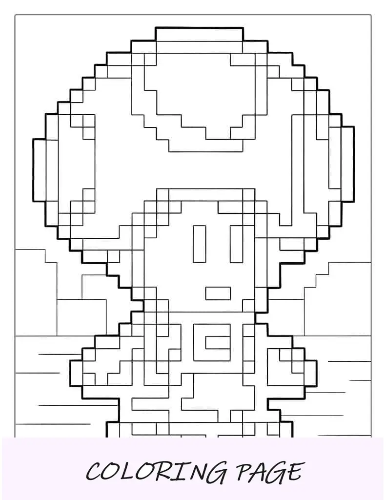 Folha para colorir de sapo em estilo pixel