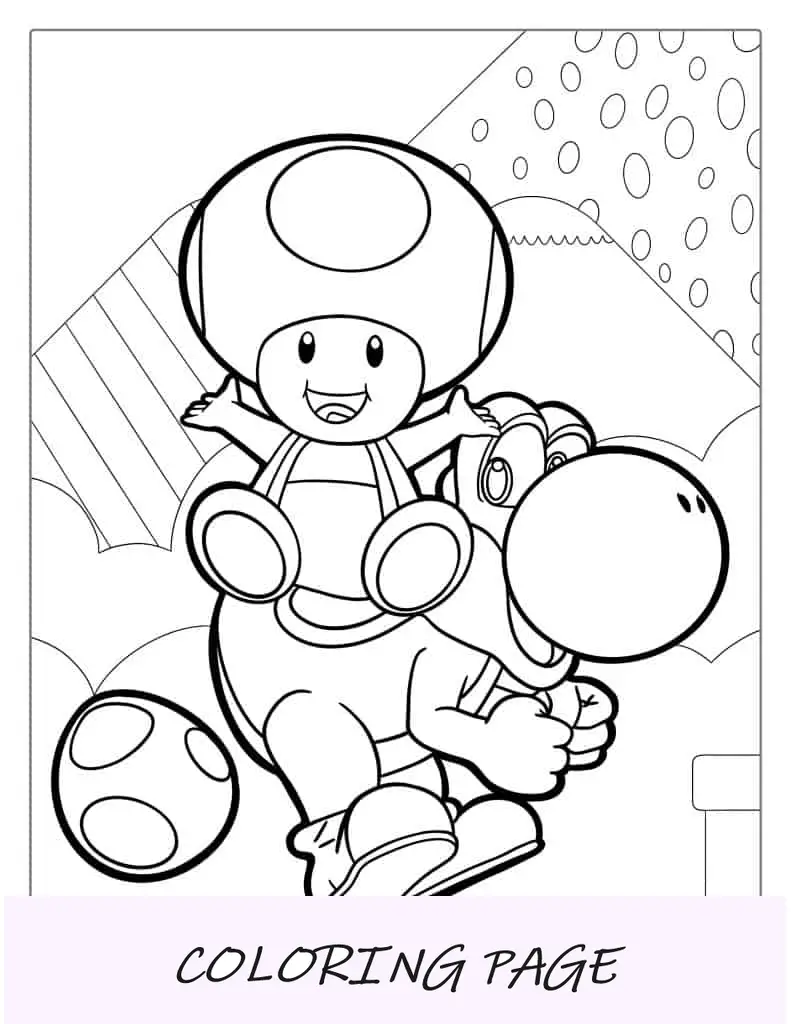 Página para colorir de Yoshi e sapo para crianças