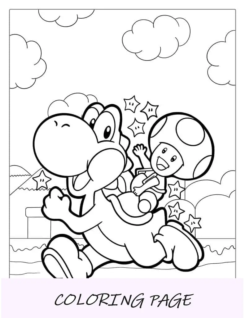 Folha para colorir de Yoshi andando de sapo