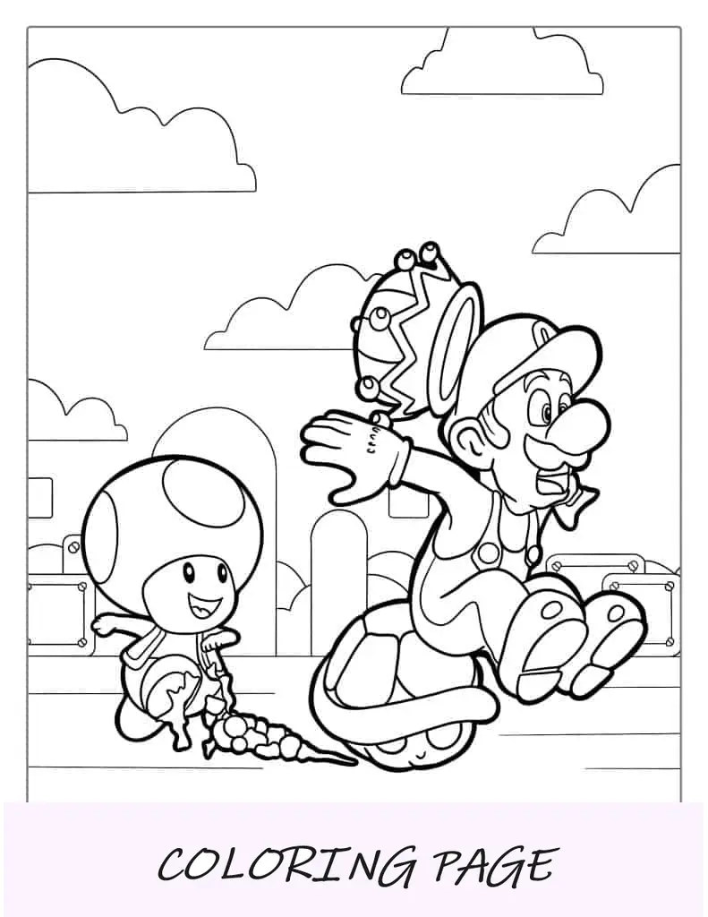 Desenho de Sapo chutando concha no Luigi para colorir