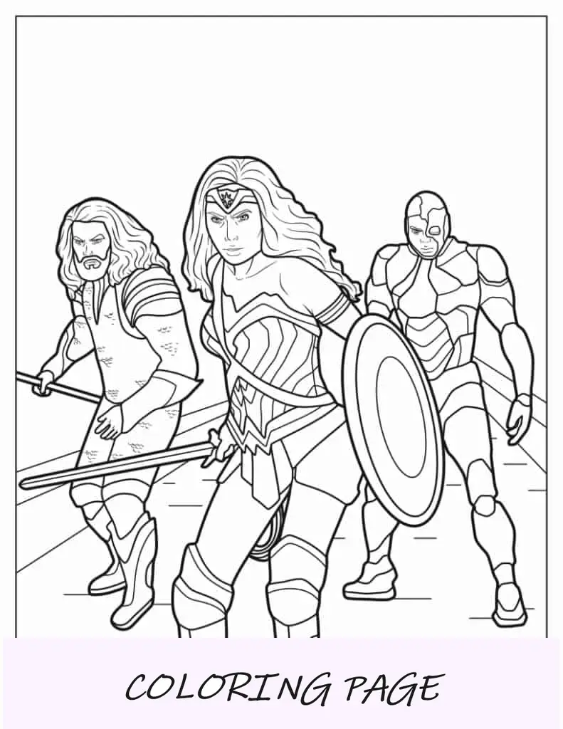 Mujer Maravilla con Aqua Man y Cyborg