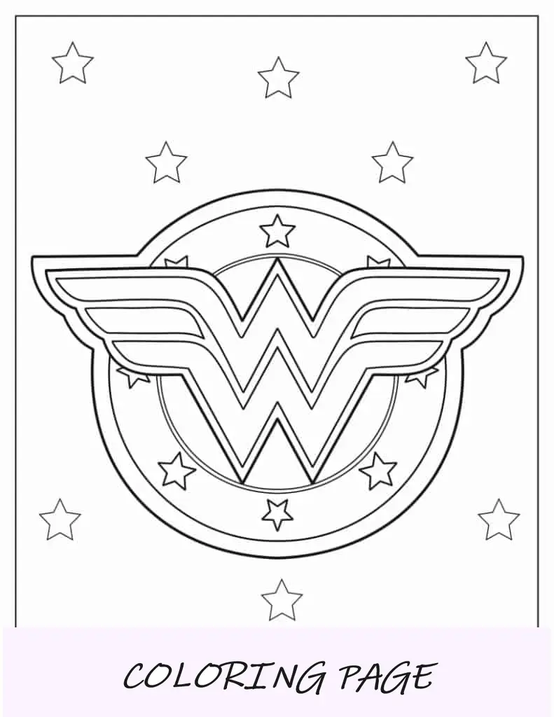Página para colorear del logotipo de la Mujer Maravilla
