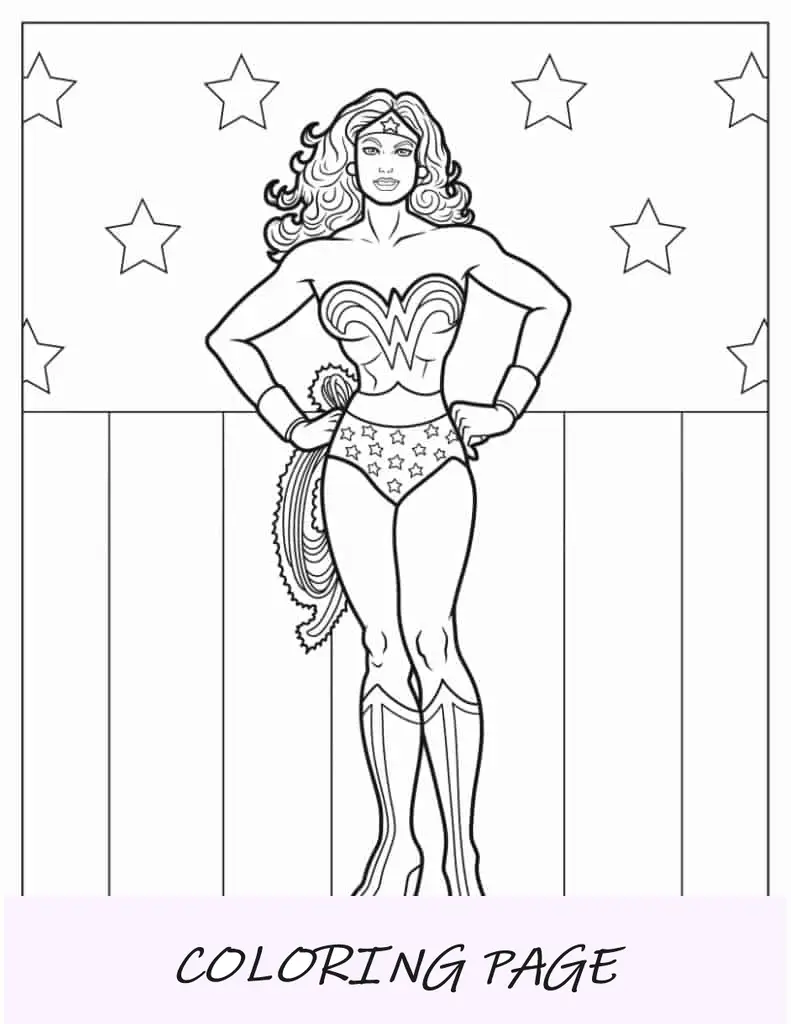 Mujer Maravilla vintage detallada para colorear