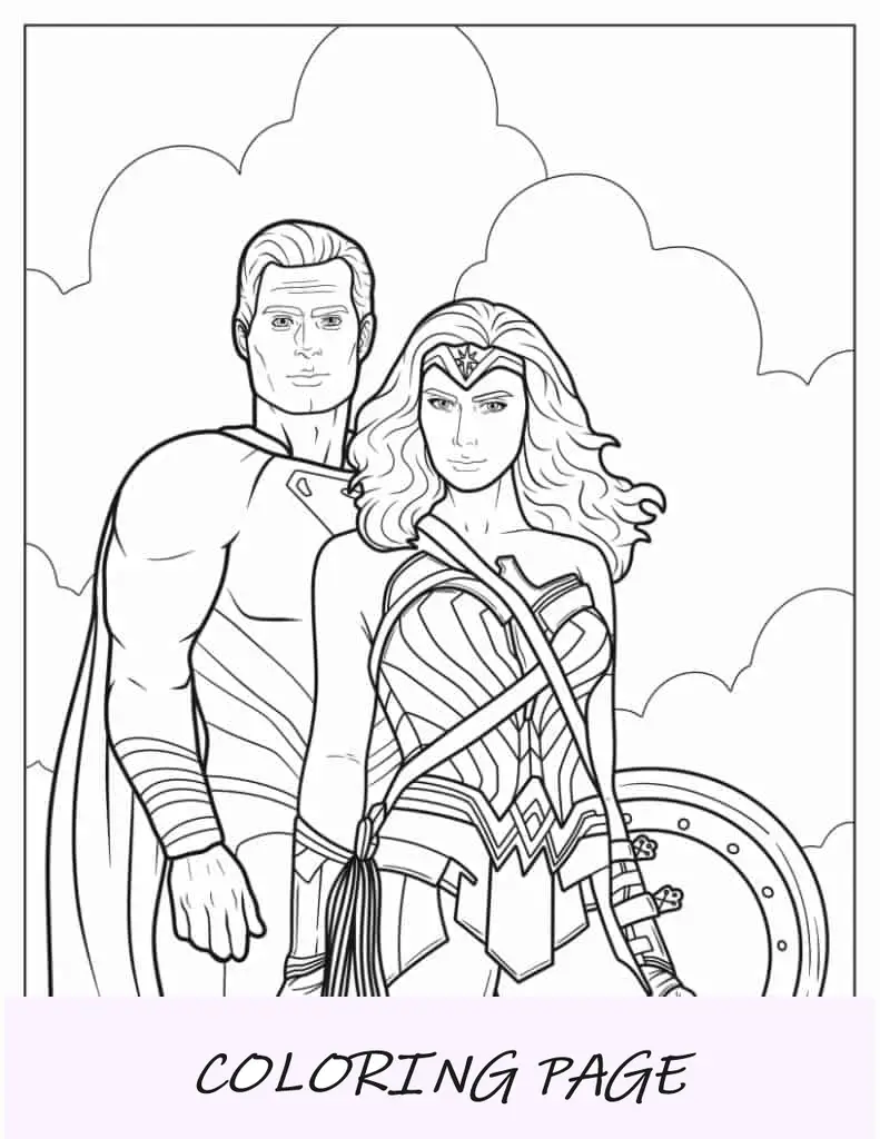 Superman y Mujer Maravilla para colorear