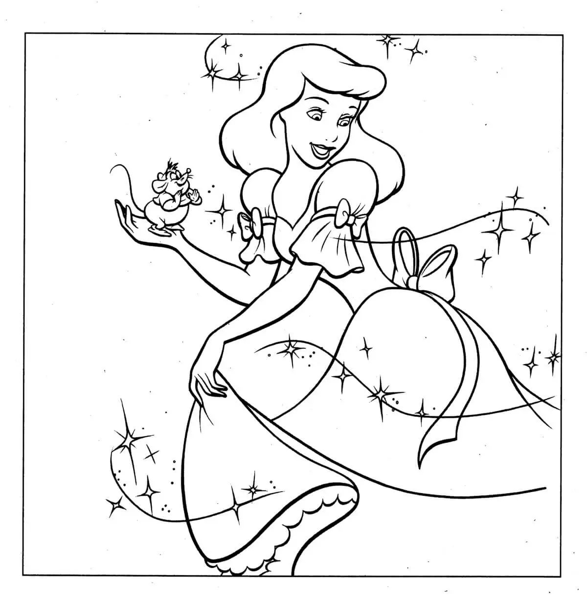 Cinderella And Gus Gus Coloriong Page