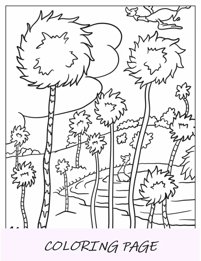 Dr. Seuss Página para colorear de árboles de trufa