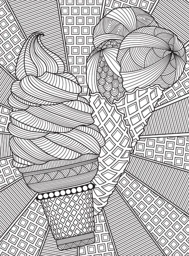 Ice Cream Cones Pattern Coloring Page