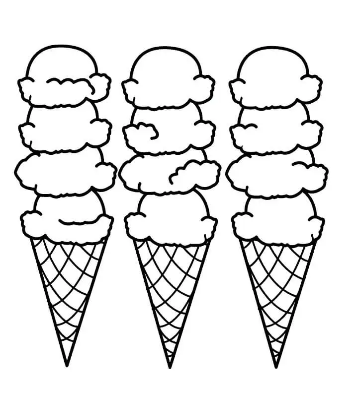 Ice Cream Cones Coloring Page