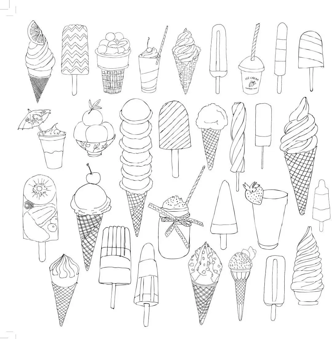 Types Of Ice Cream Coloring Page