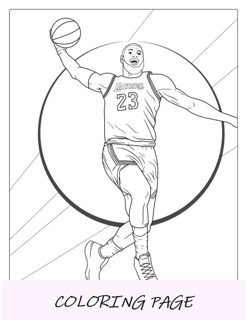 LeBron James saltando pelo ar para colorir_