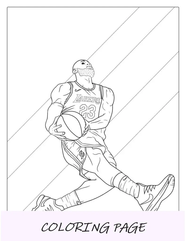 Folha para colorir de LeBron James LA Lakers