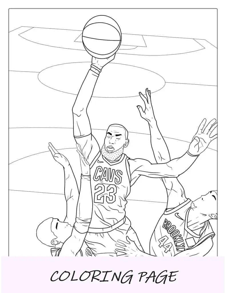 Página para colorir de LeBron James Dunking(1)