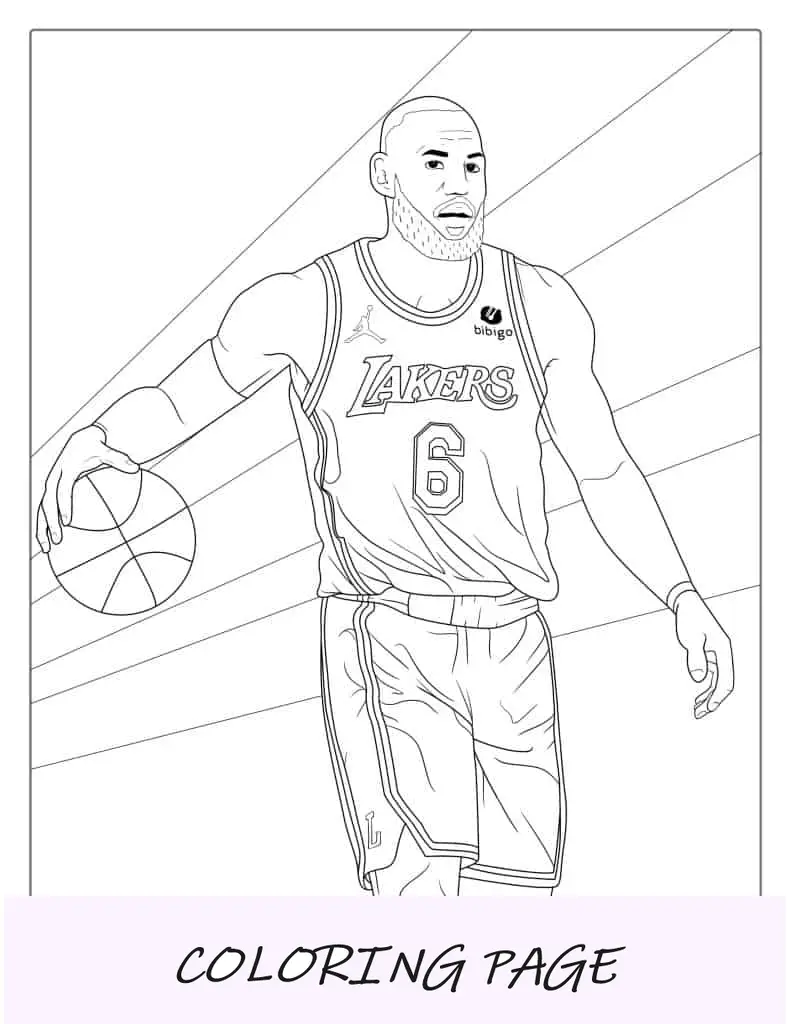 LeBron James com desenhos para colorir de basquete