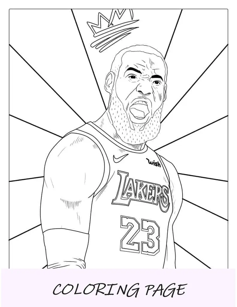 LeBron James comemorando página para colorir