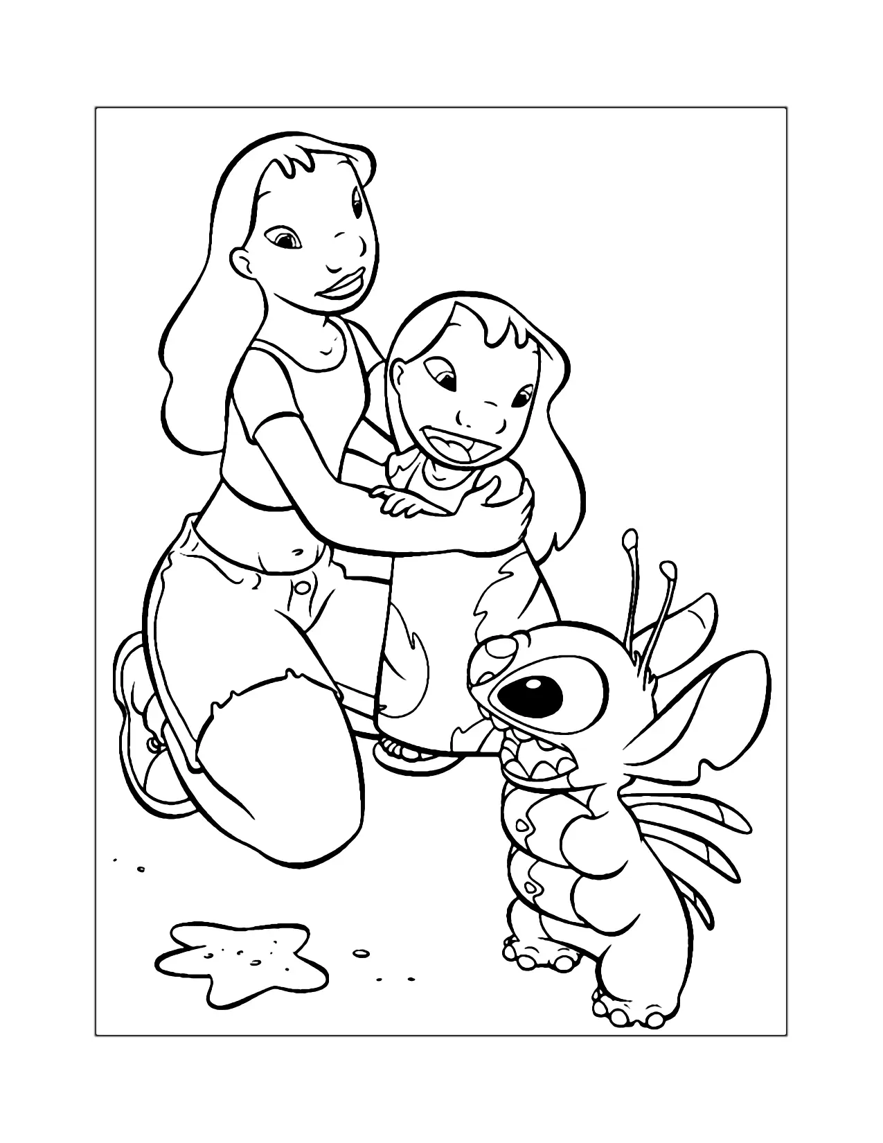 Lilo Stitch And Nani Coloring Page