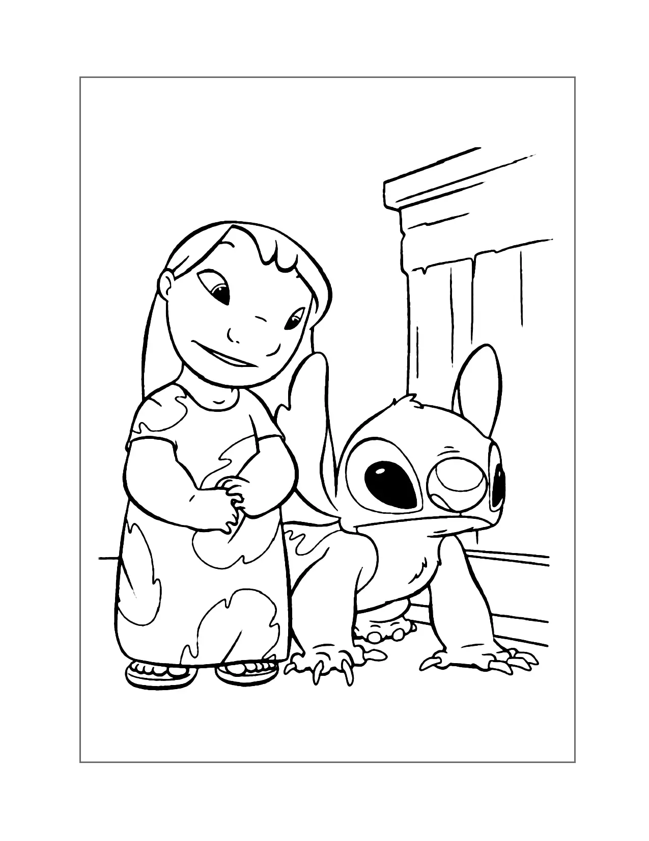 Cute Lilo And Stitch Coloring Page