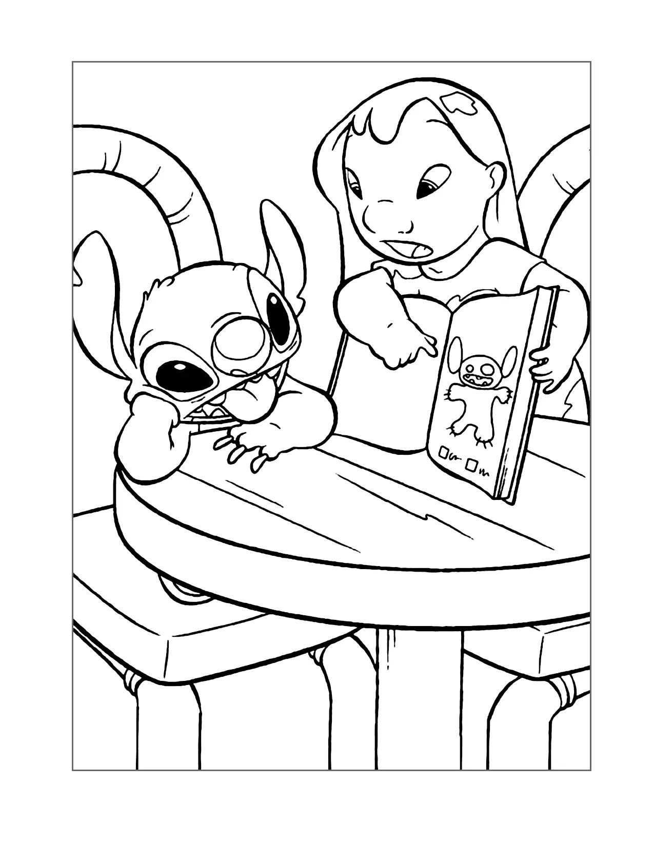 Lilo Teaches Stitch Coloring Page