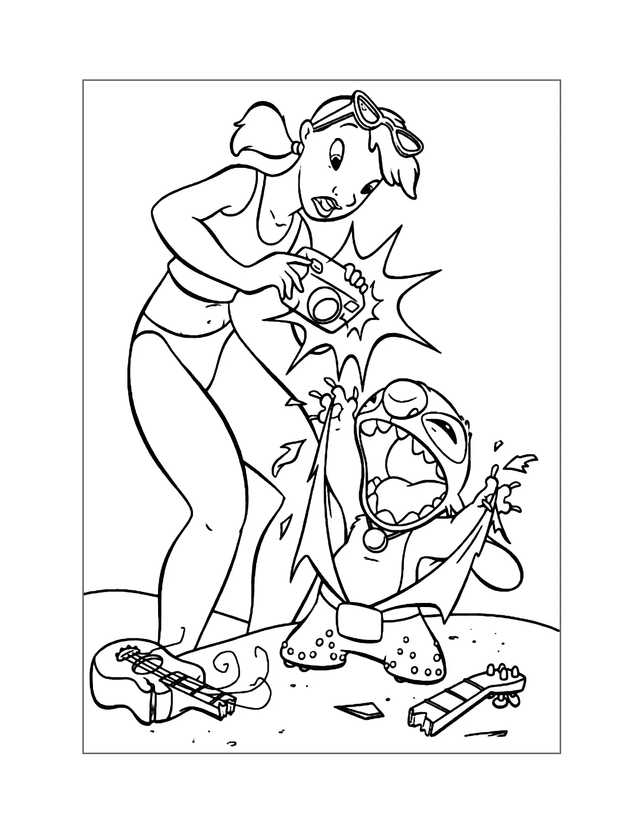 Stich Doesnt Like Pictures Coloring Page
