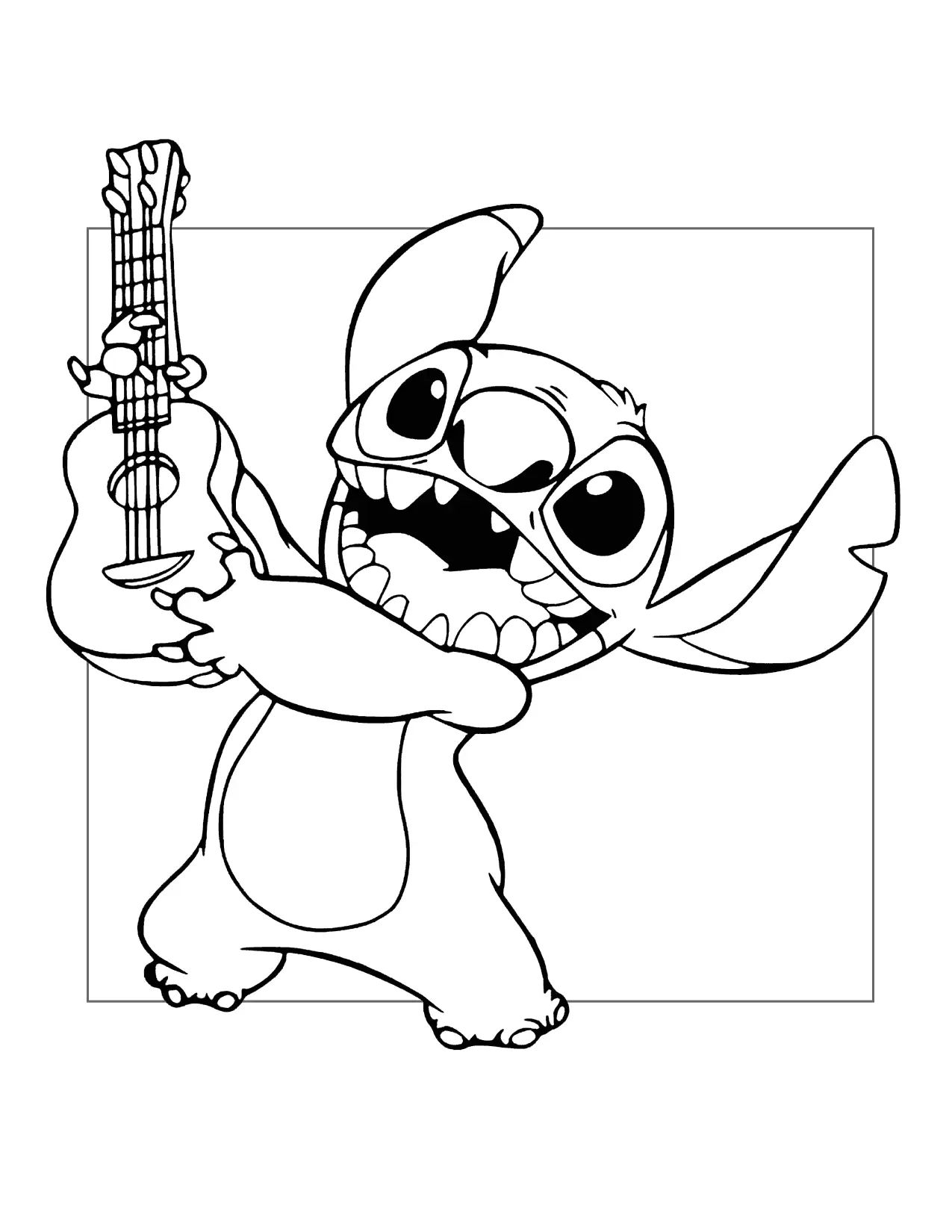 Stich Plays Ukelele Coloring Page