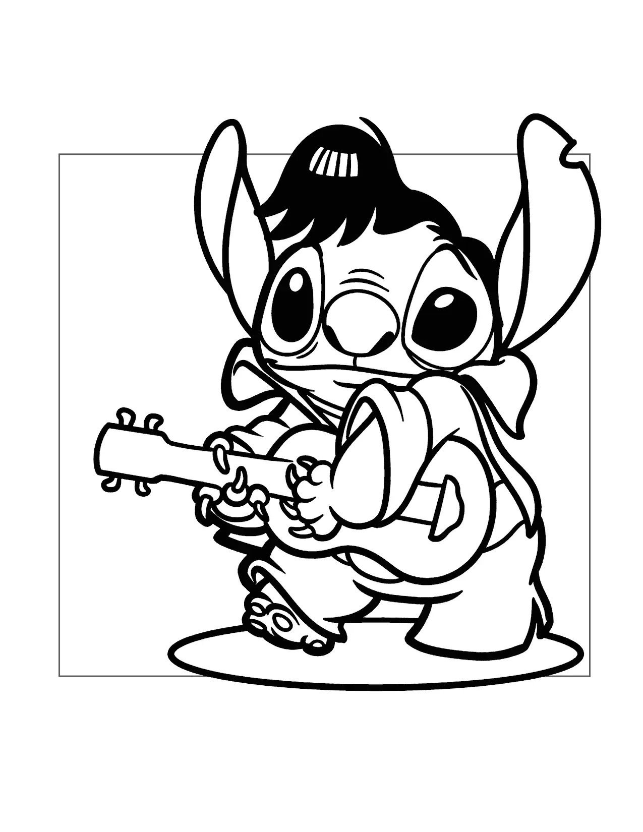 Stitch Plays Elvis Coloring Page