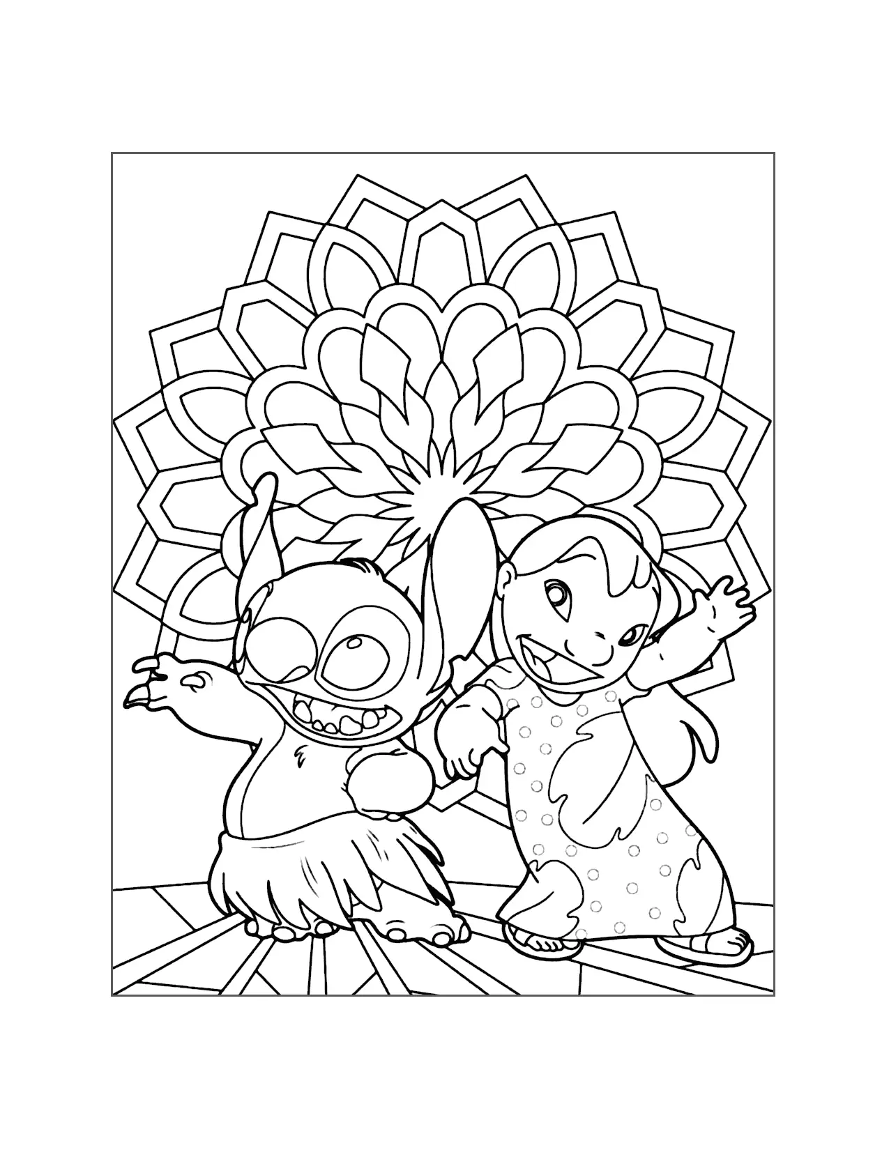 Lilo And Stitch Hula Dance Coloring Page