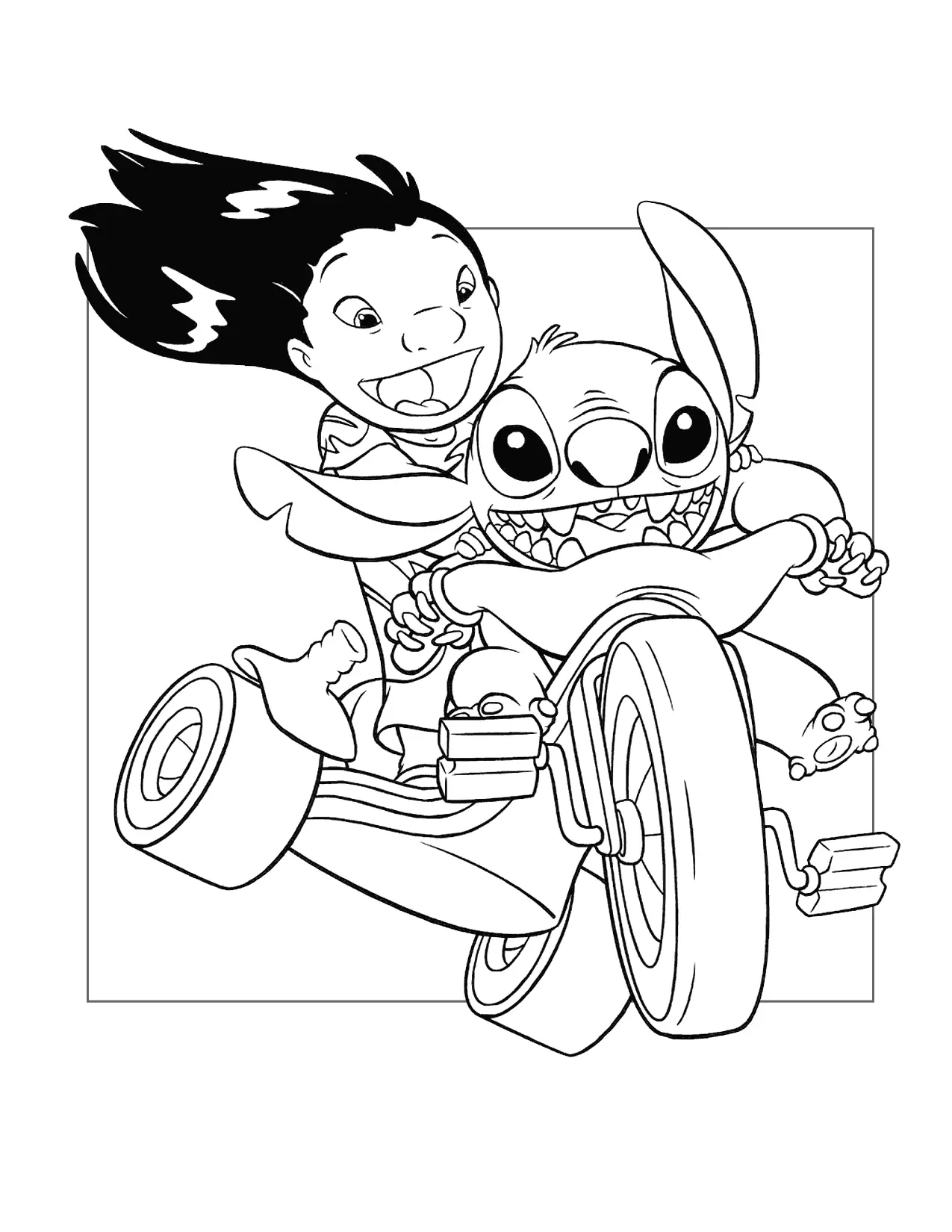 Lilo And Stitch Ride The Big Wheel Coloring Page
