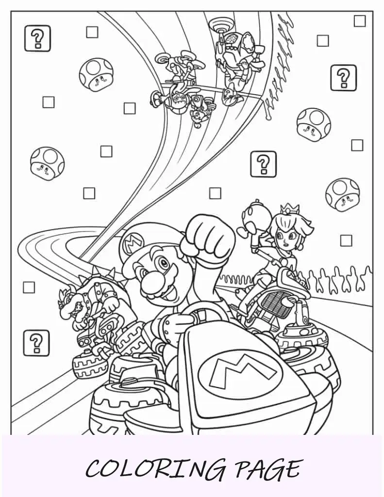 Pagina da colorare di Mario Kart Deluxe